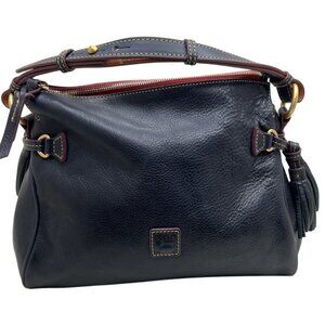 Dooney & Bourke Black Leather Tassel Handbag Purse With Registration
